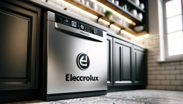 foco numa lava louças e mostrando sua marca "Electrolux"